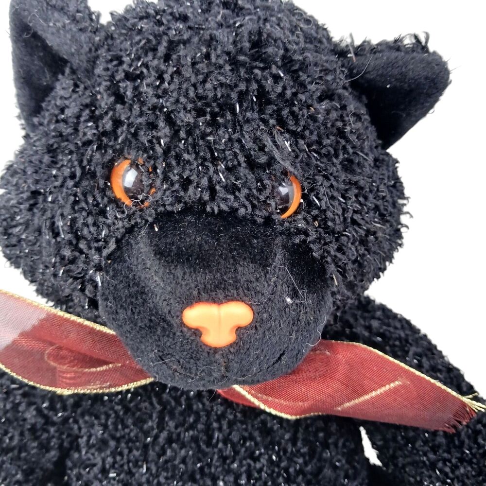 Kids Of America Sitting 10" Sparkly Black Halloween Cat Plush Stuffed Animal